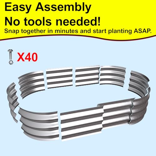 Galvanized Raised Garden Bed Kit, 4x2x1ft Oval Metal Planter B471