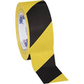 Black/Yellow Striped Vinyl Safety Tape 2" x 36 Yard Roll U308