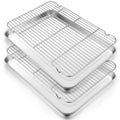 Set of 4 Stainless Steel Baking Sheet and Rack H953618