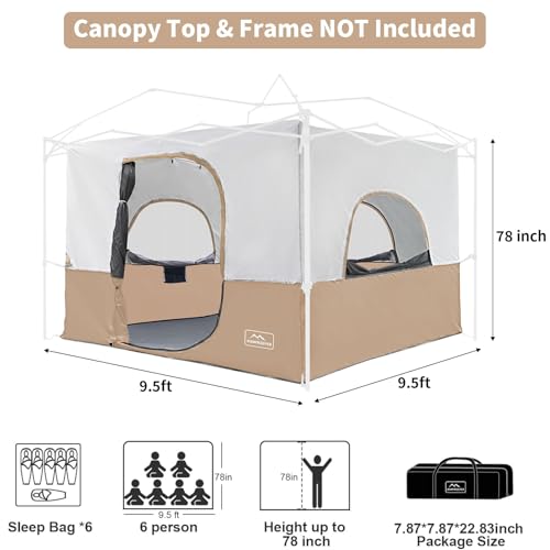 Khaki Camping Inner Tent for 10'x10' Straight Leg Canopy Q95163