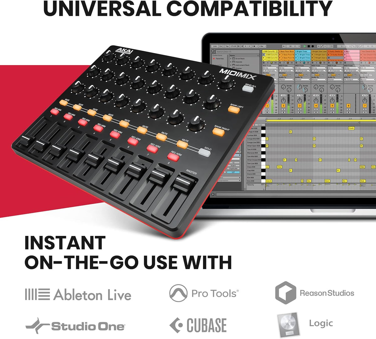 USB MIDI Controller Mixer with Assignable Faders, 24 Knobs, 16 Buttons C50601