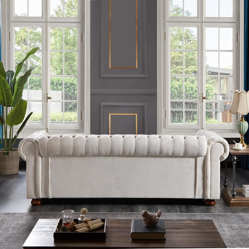Beige Linen Chesterfield Sofa I971365