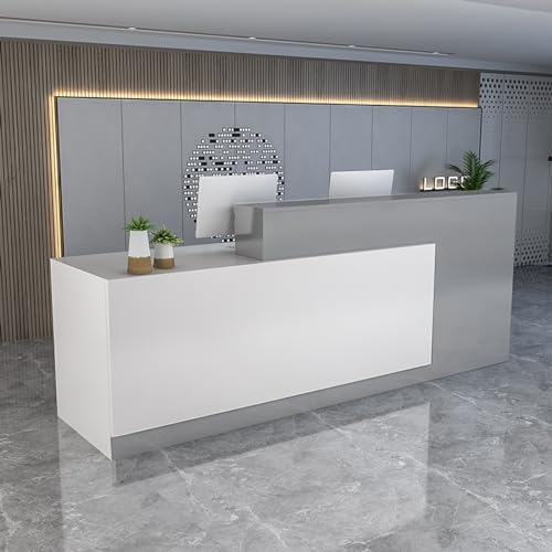 Reception Counter Desk with Lockable Drawers, Wooden Computer Desk L833415