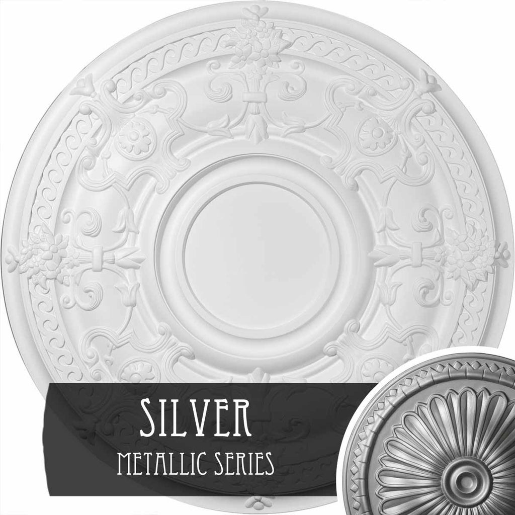Hand-Painted Silver Ceiling Medallion R38585
