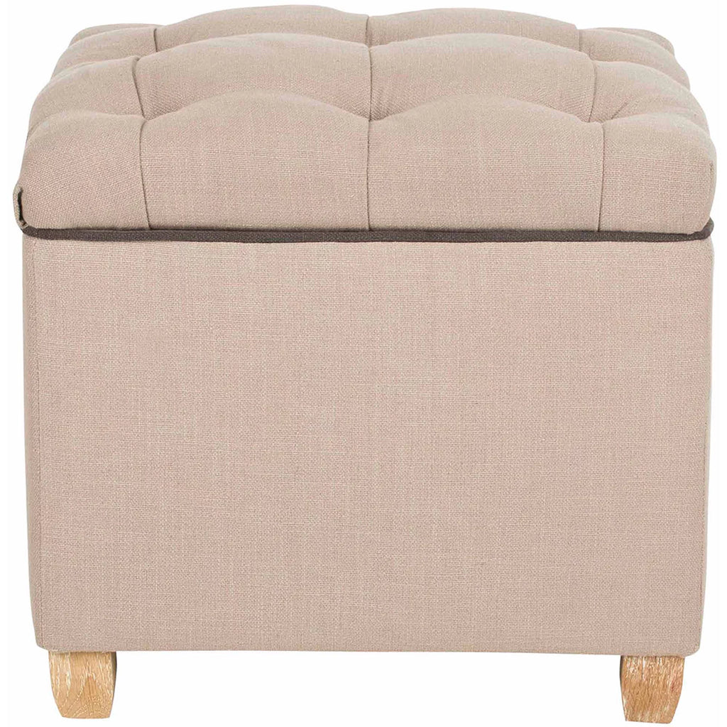 Beige Tufted Storage Ottoman Q2699