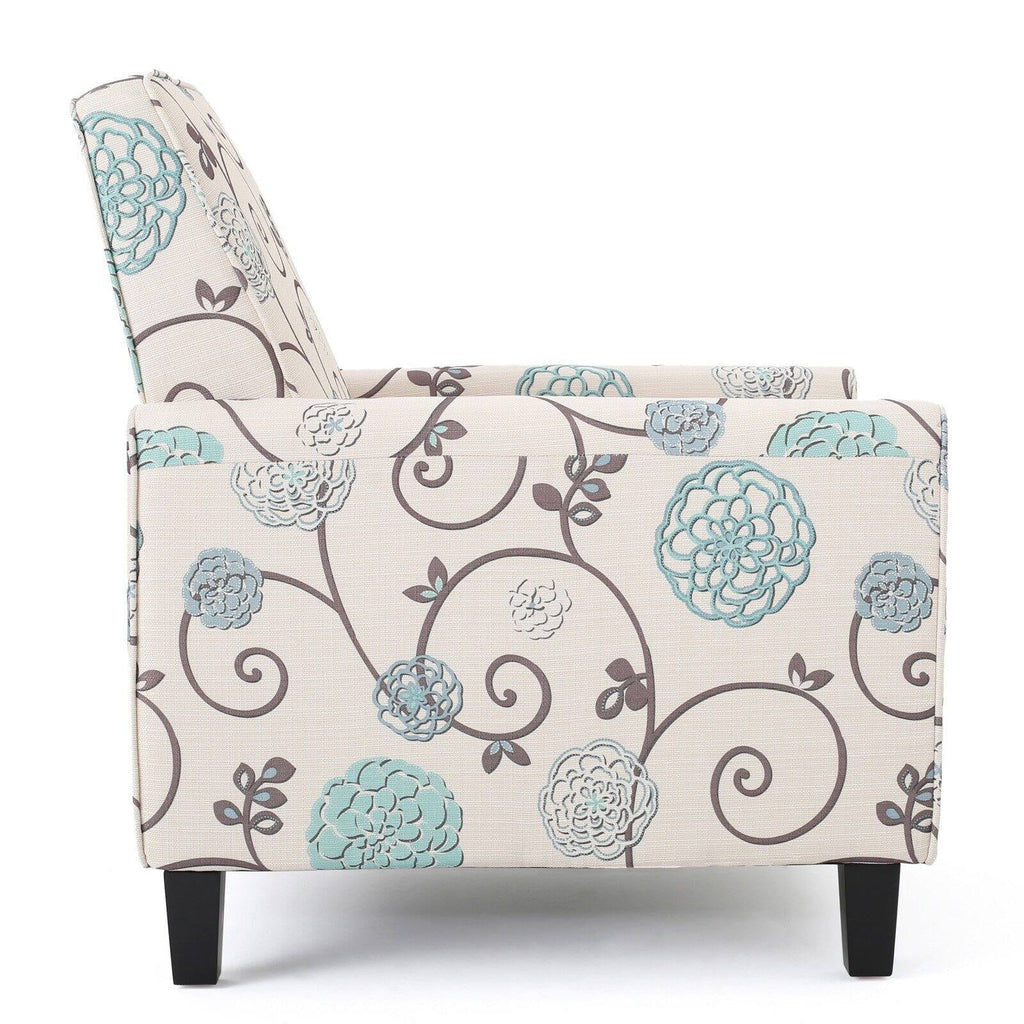 White and Blue Fabric Recliner Z45221