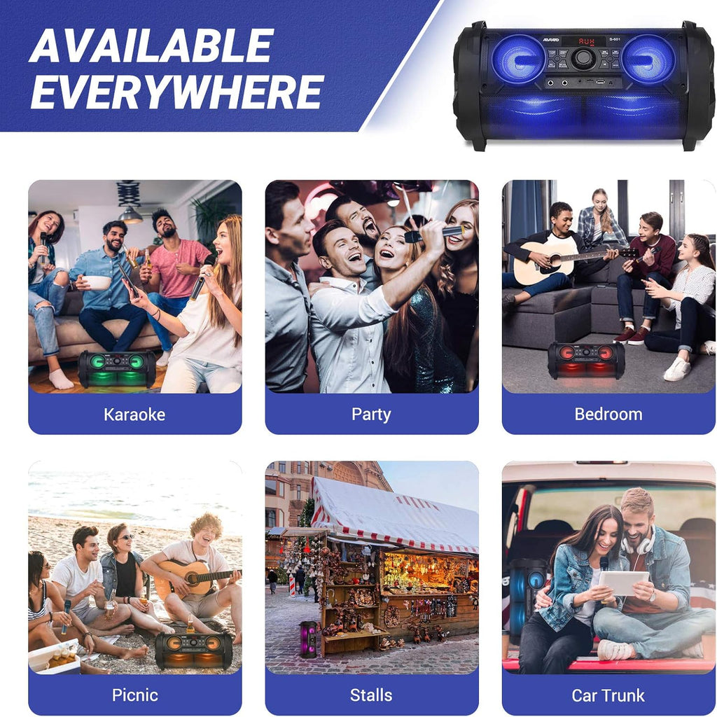 Portable Karaoke Machine with 6 Subwoofer Bluetooth Speaker, 3 Microphones K5888