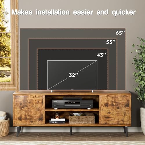 White and Coffee 58 Inch TV Stand with Storage Cabinets U8627