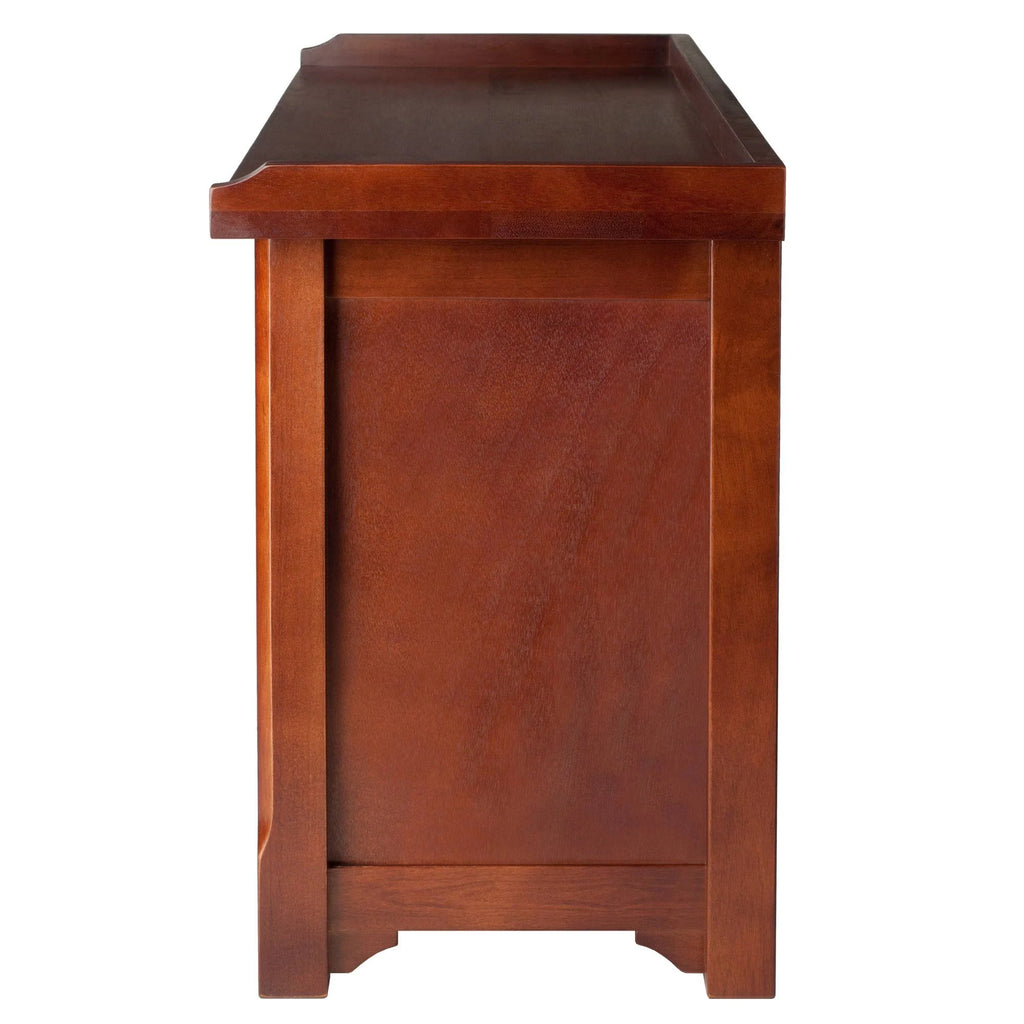 Antique Walnut Wood Bench With Storage Shelf M408757