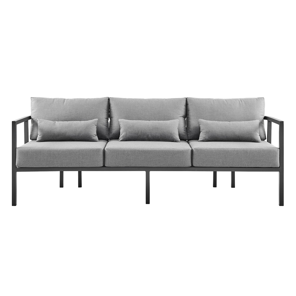 4 Piece Dark Gray Aluminum Outdoor Seating Set with Cushions Z7669