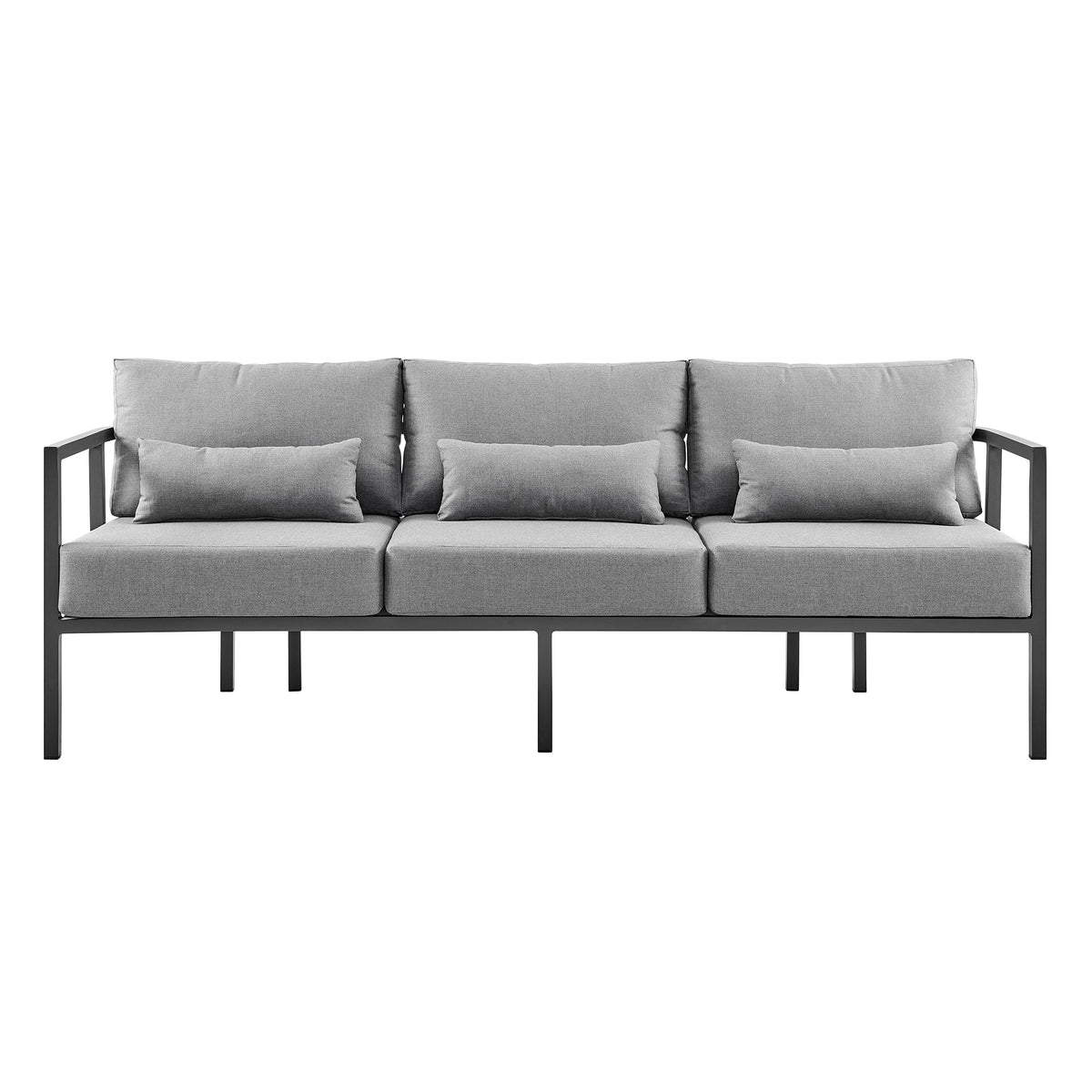 4 Piece Dark Gray Aluminum Outdoor Seating Set with Cushions Z7669