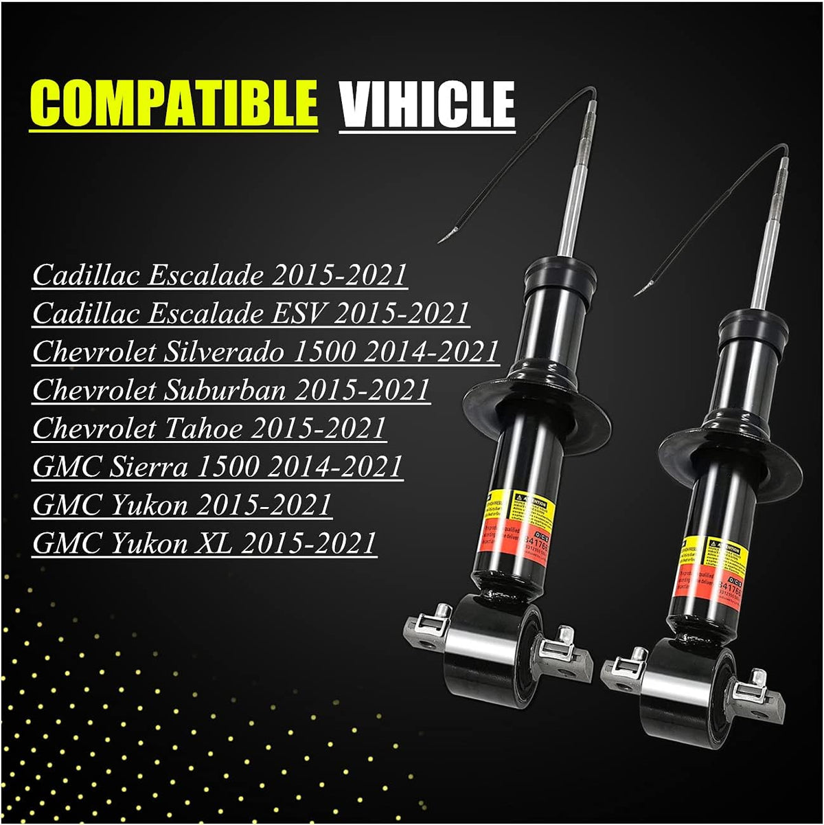 2PCS Front Shock Absorber with Magnetic for Cadillac Escalade Tahoe Suburban Silverado GMC Sierra 1500 Yukon O315103