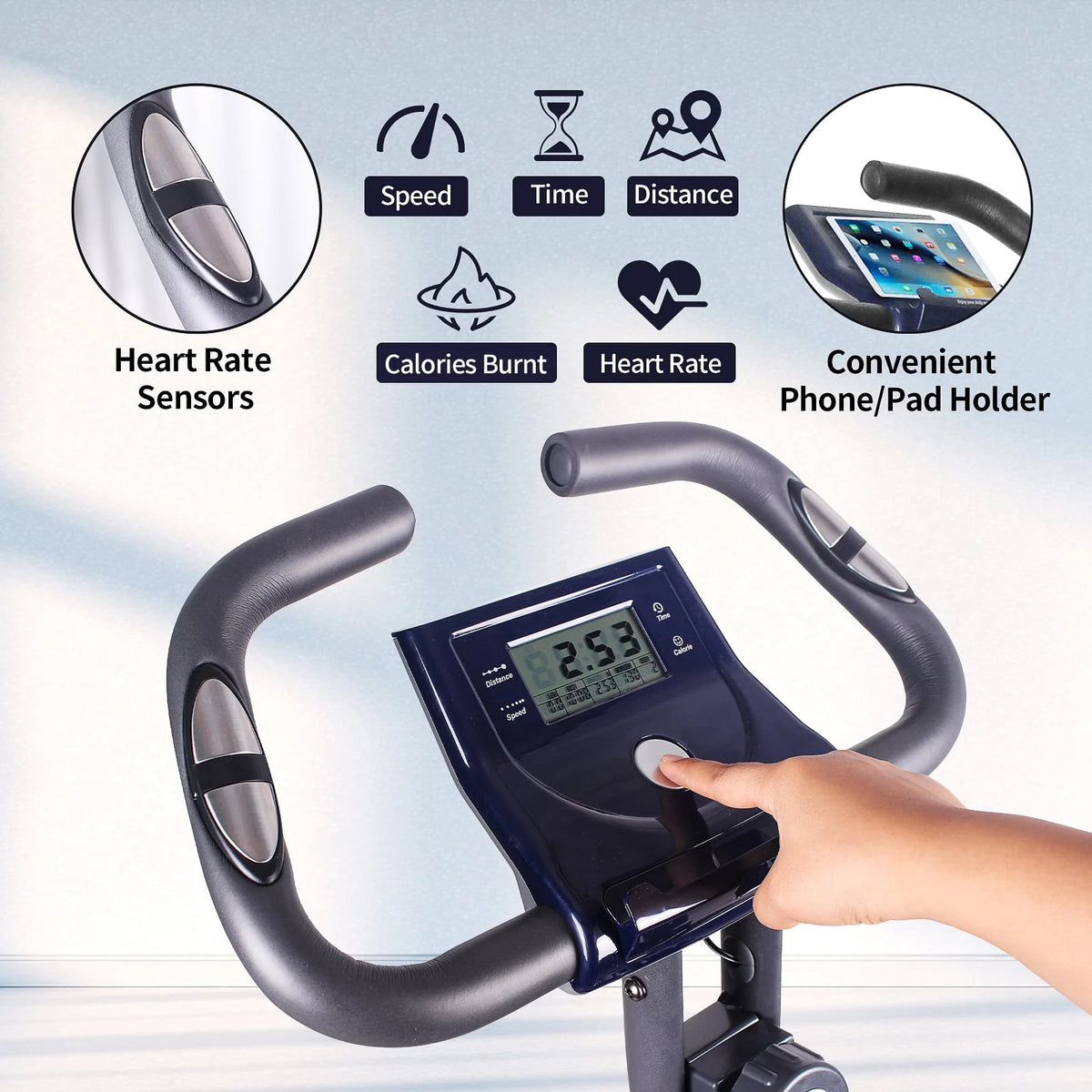 Folding Indoor Cycling Exercise Bike 10-Levels Resistance 220 Lb L884344