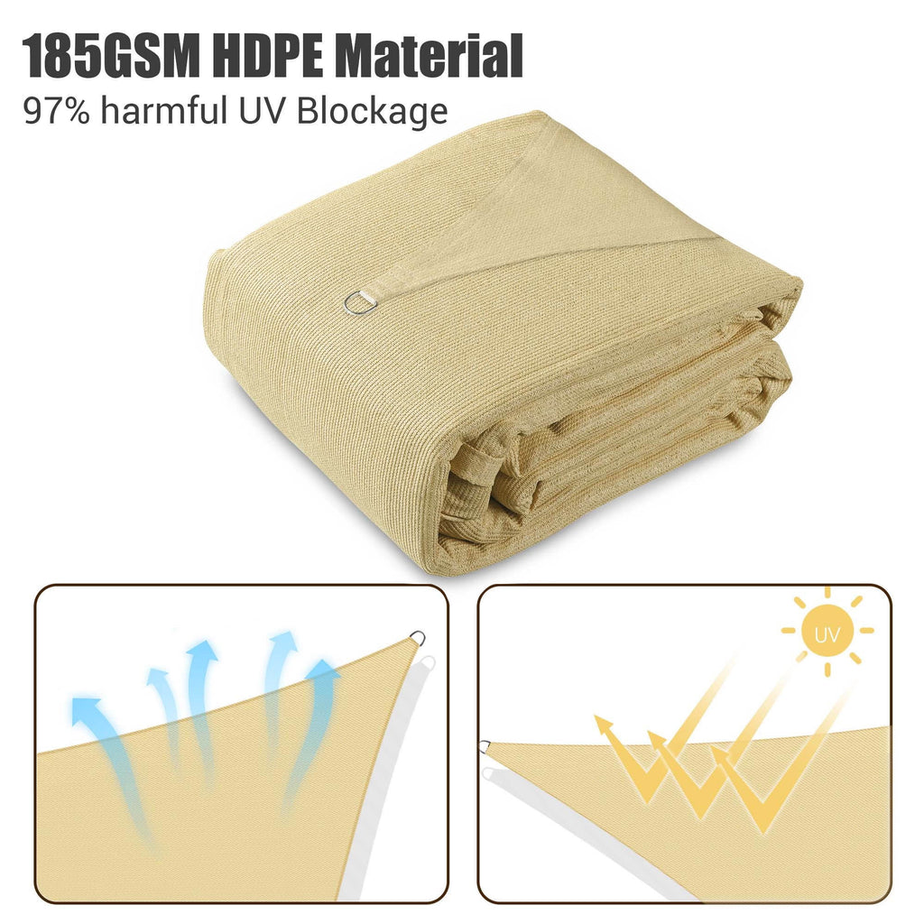 16x12 Ft 97% UV Block Rectangle HDPE Sun Shade Sail Canopy A793524