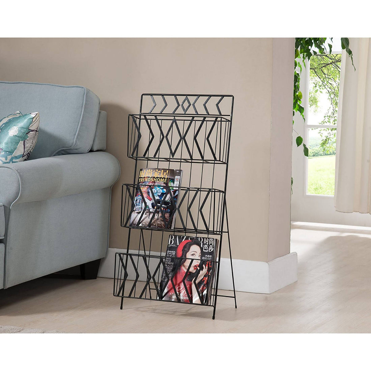 3 Tier Magazine Rack Black F216053