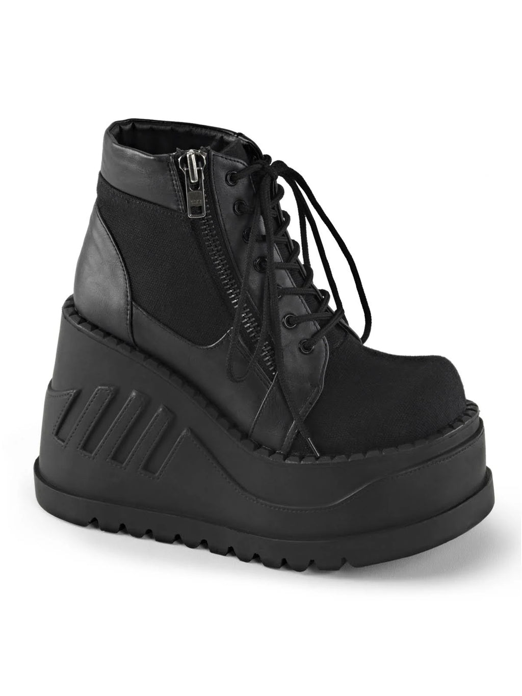Black Canvas-Vegan Leather Stomp-10 Boots C8874