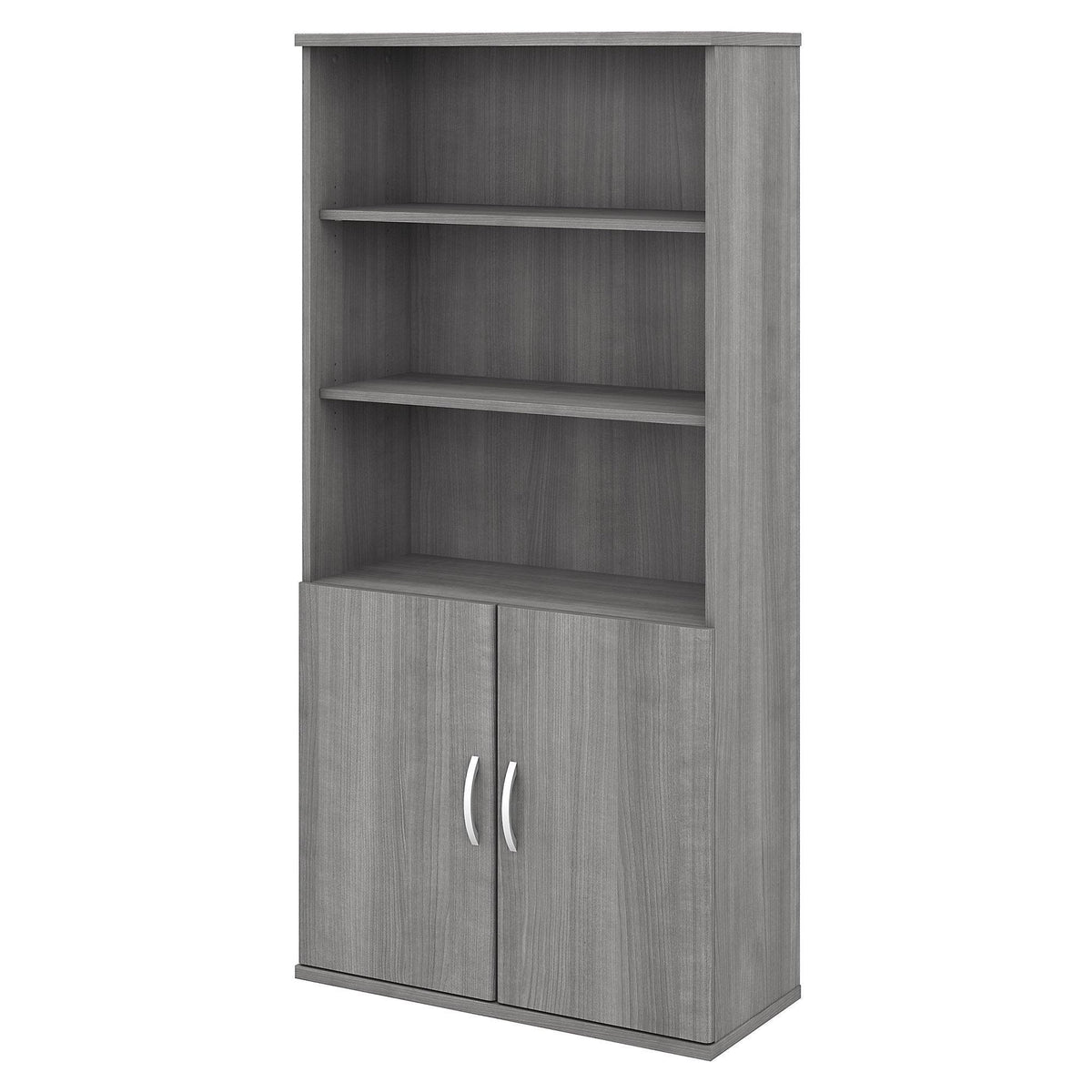 Storm Gray 5 Shelf Bookcase with Doors F988814