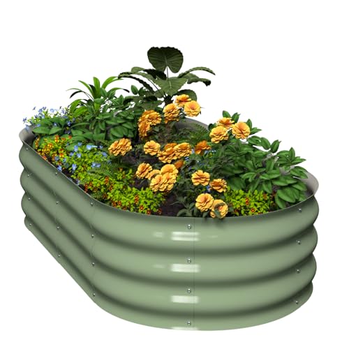 Galvanized Raised Garden Bed Kit, 4x2x1ft Oval Metal Planter B471