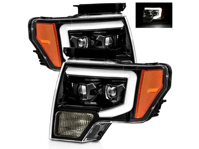 Polished Black LED Tube Dual Projector Headlights F337612