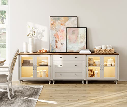 Off White Sideboard Cabinet with Glass Door and Drawer X167772