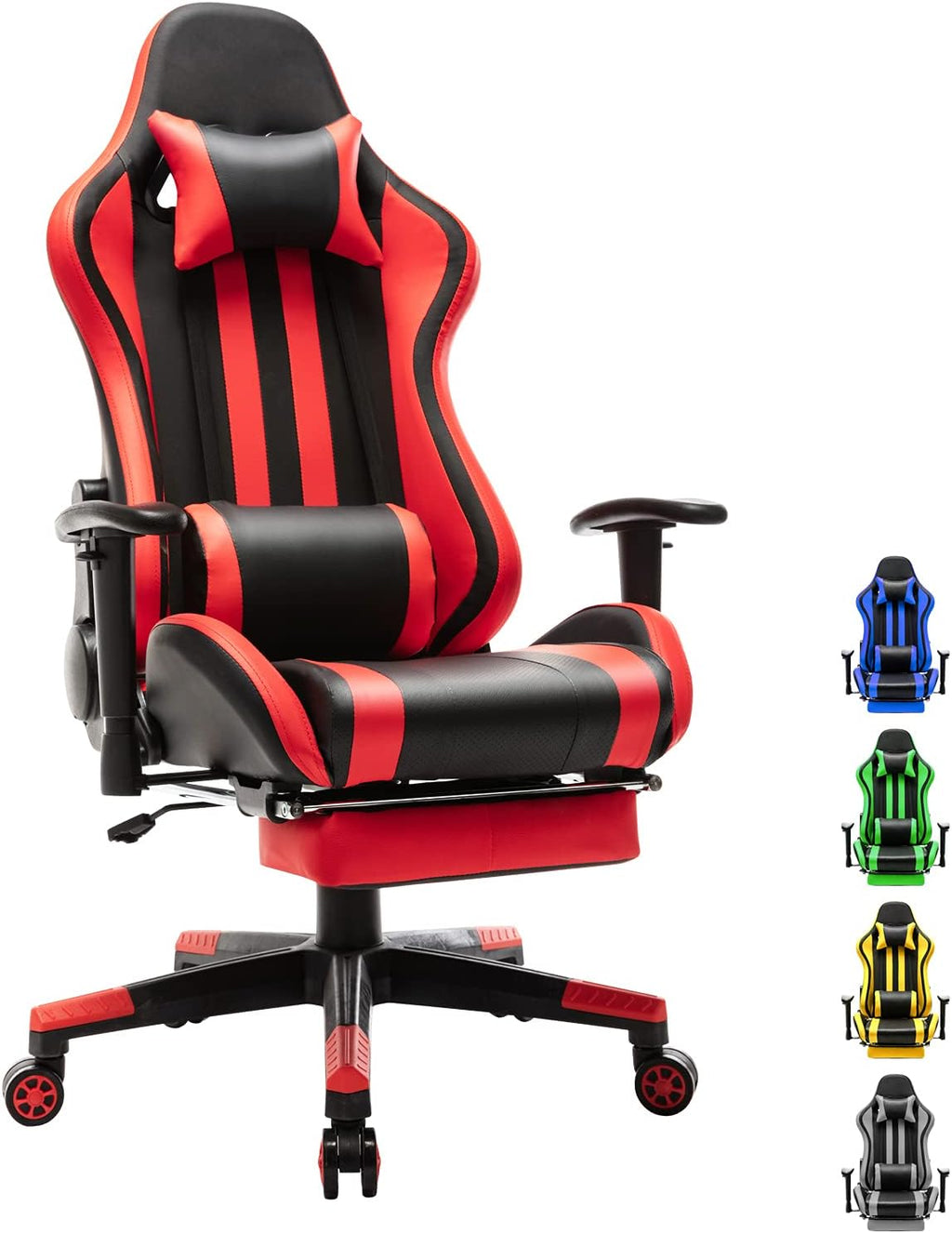 Gaming Chair with Footrest, Ergonomic Office Chair, Black/Red E88321