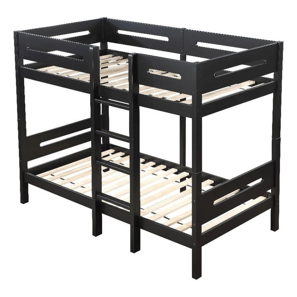 Black Wood Twin over Twin Bunk Bed I8663