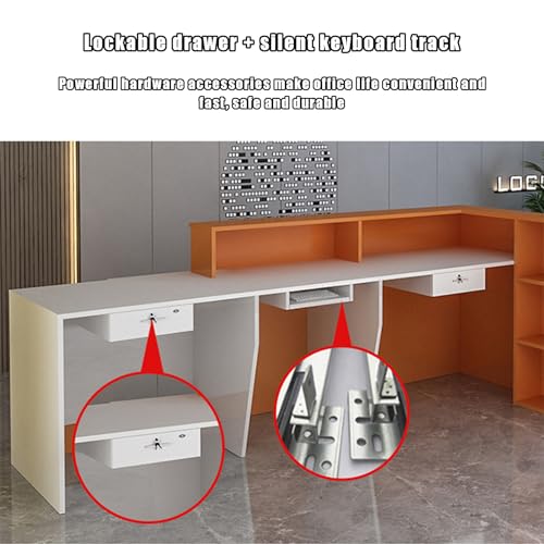 Reception Counter Desk with Lockable Drawers, Wooden Computer Desk L833415