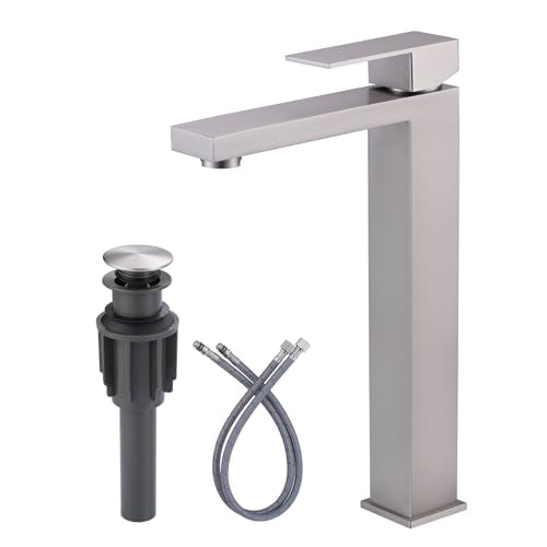 Matte Black Single Handle Vessel Sink Faucet with Pop Up Drain Y848