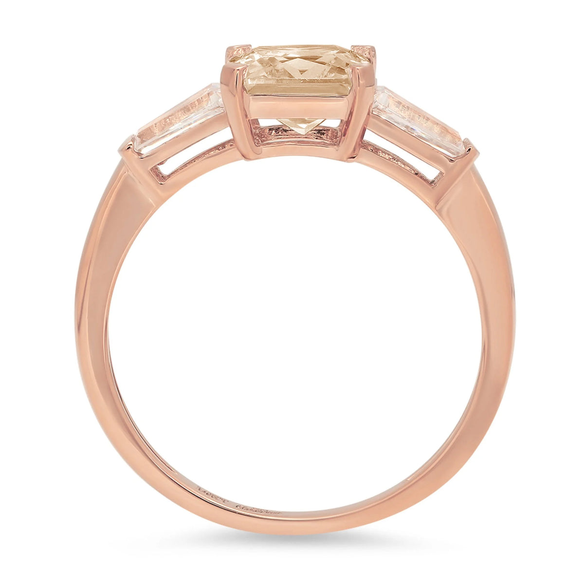 Champagne Simulated Diamond 3 Stone Ring S5412