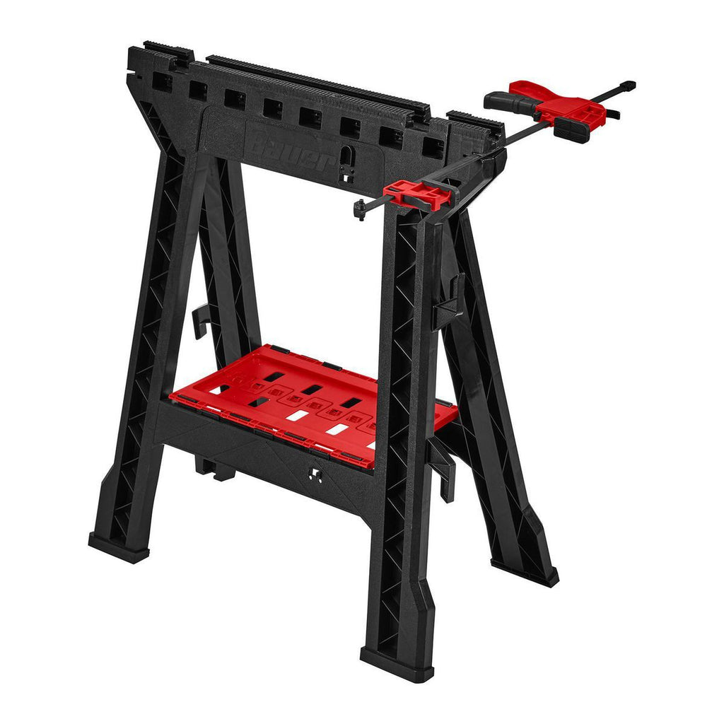 Polypropylene Folding Sawhorse with Bar Clamp, 500 lb. Capacity L1288
