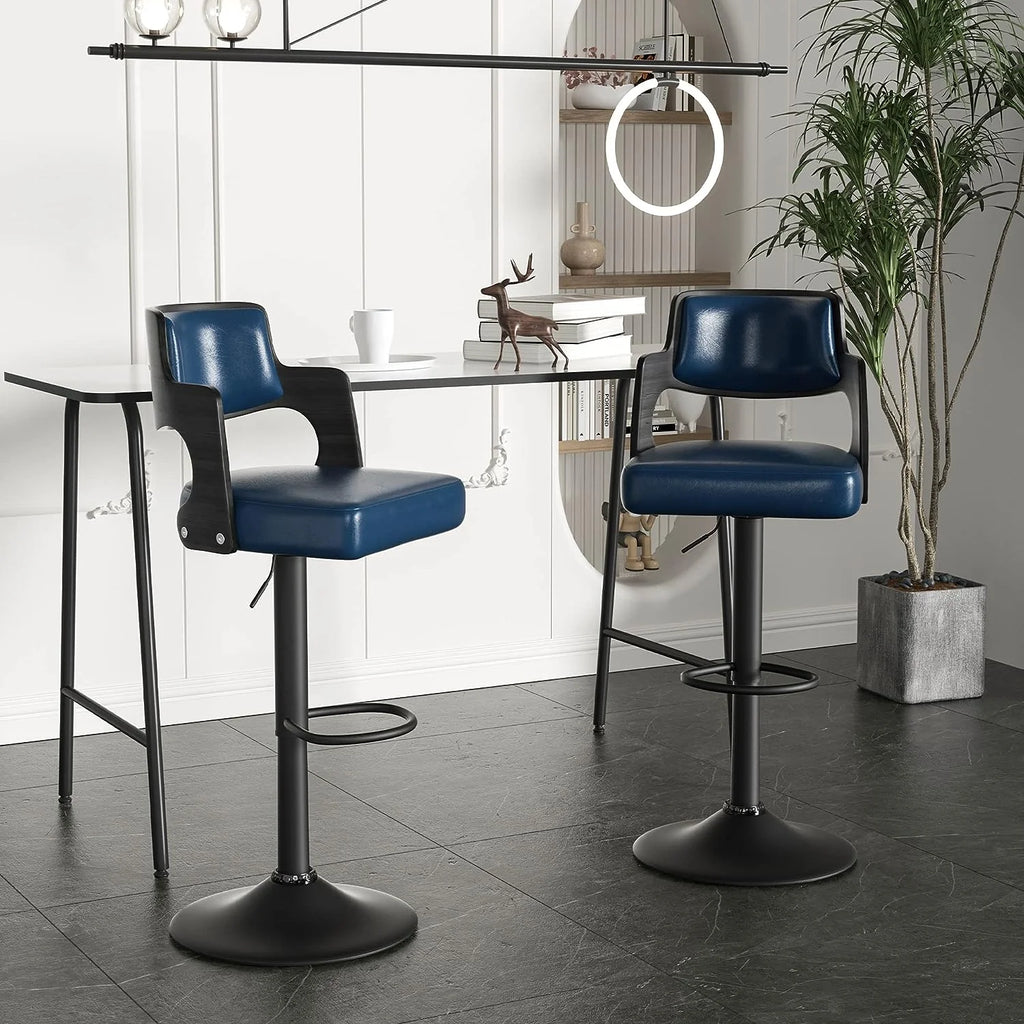 Adjustable Bar Stools with Wood Back Set of 4 O682379