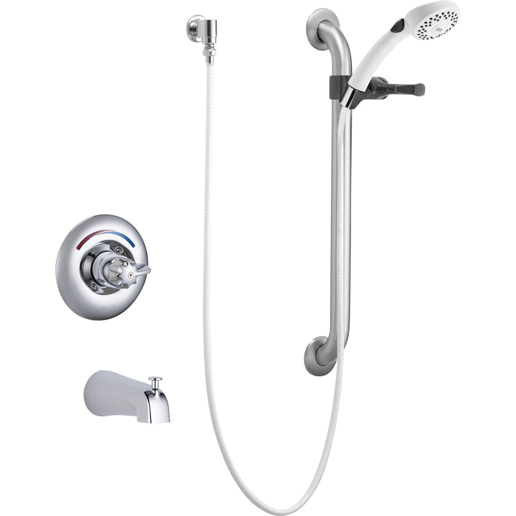 Chrome Universal Tub Trim, Hand Shower and Grab Bar F678