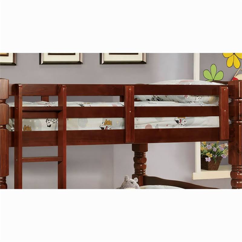 Twin Over Twin Wood Bunk Bed in Cherry P4009