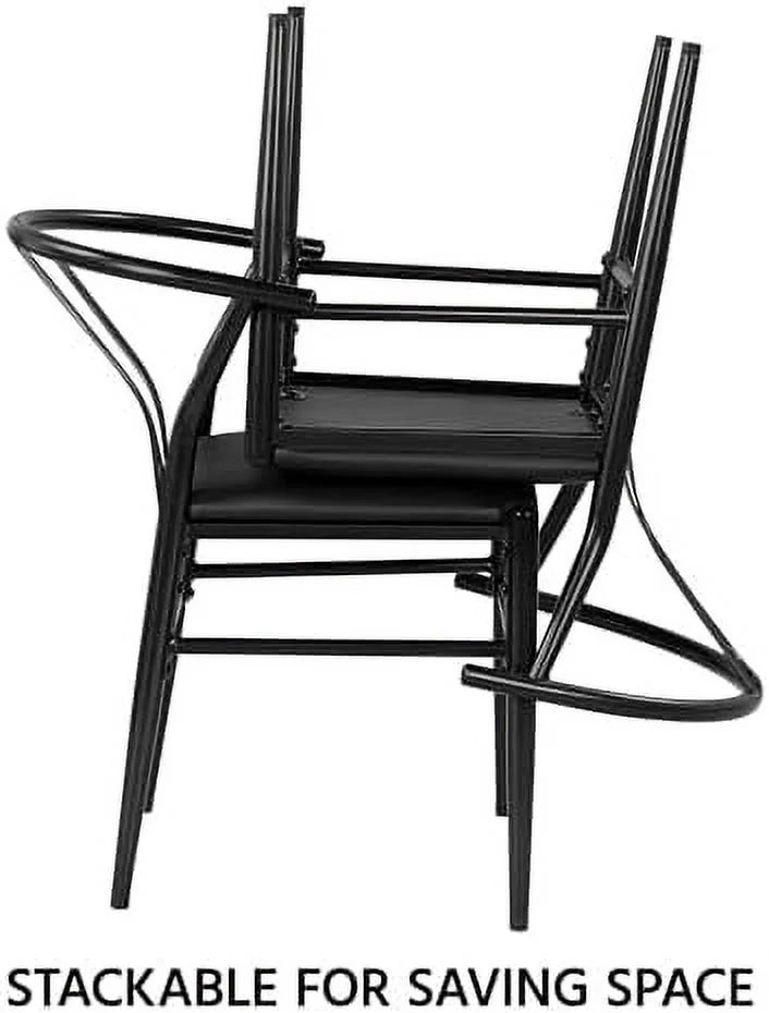 Black Set of 4 Metal Dining Chair with Y-Shaped Backrest PU Leather Seat D56235