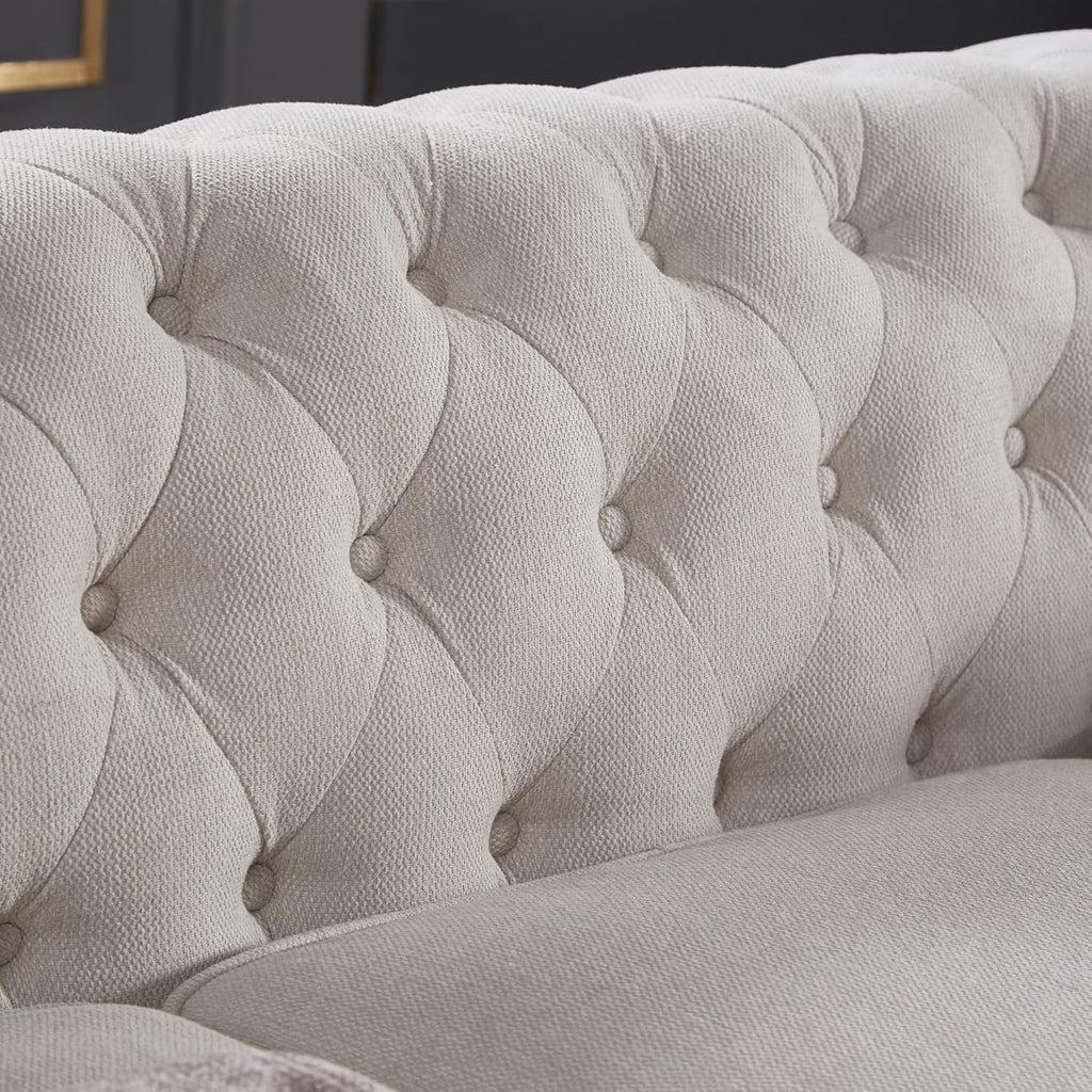Beige Linen Chesterfield Sofa I971365