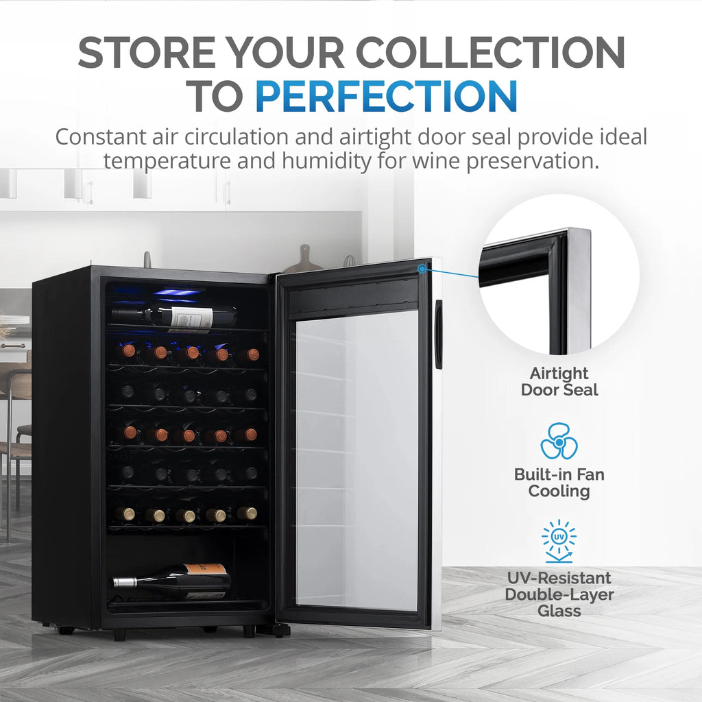 33 Bottle Stainless Steel Compressor Wine Fridge I11953
