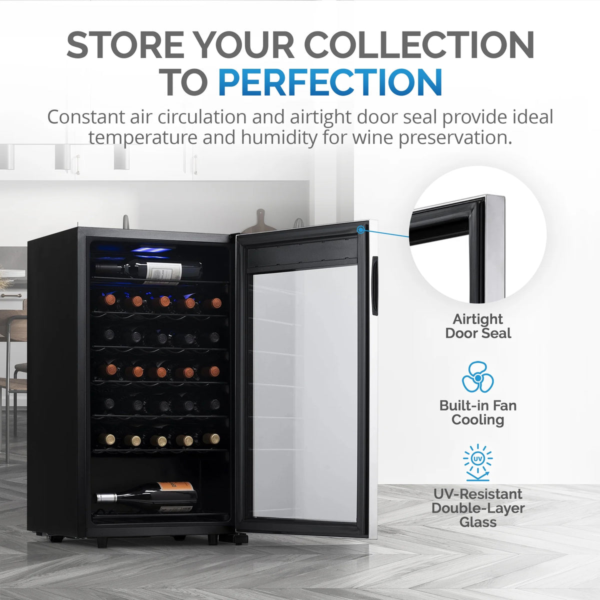 33 Bottle Stainless Steel Compressor Wine Fridge I11953