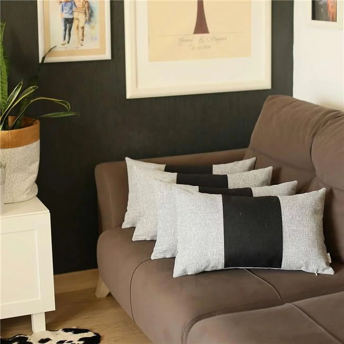Ivory & Black Lumbar Pillow Covers, Set of 4 A302136