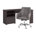 Heather Gray Corner Desk with Leather Box Chair U7800