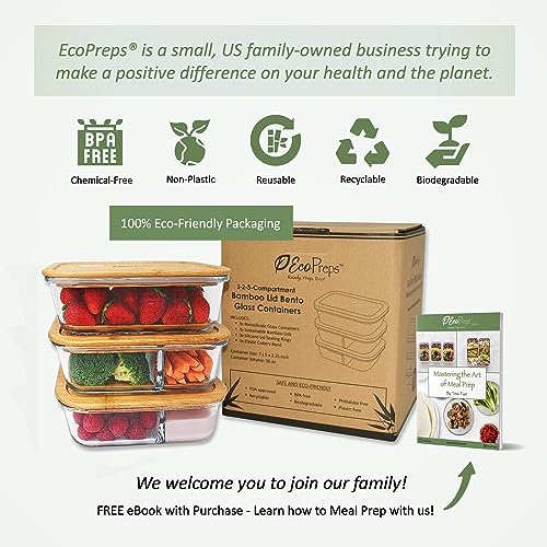 3 Pack Glass Meal Prep Containers with Bamboo Lids P384
