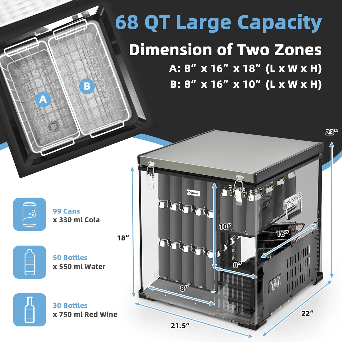 68 Quart Portable Car Refrigerator Freezer C49151
