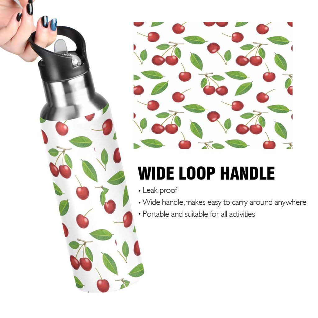 Stainless Steel Insulated Thermos Vacuum Flask Water Bottle with Straw Lid B324538