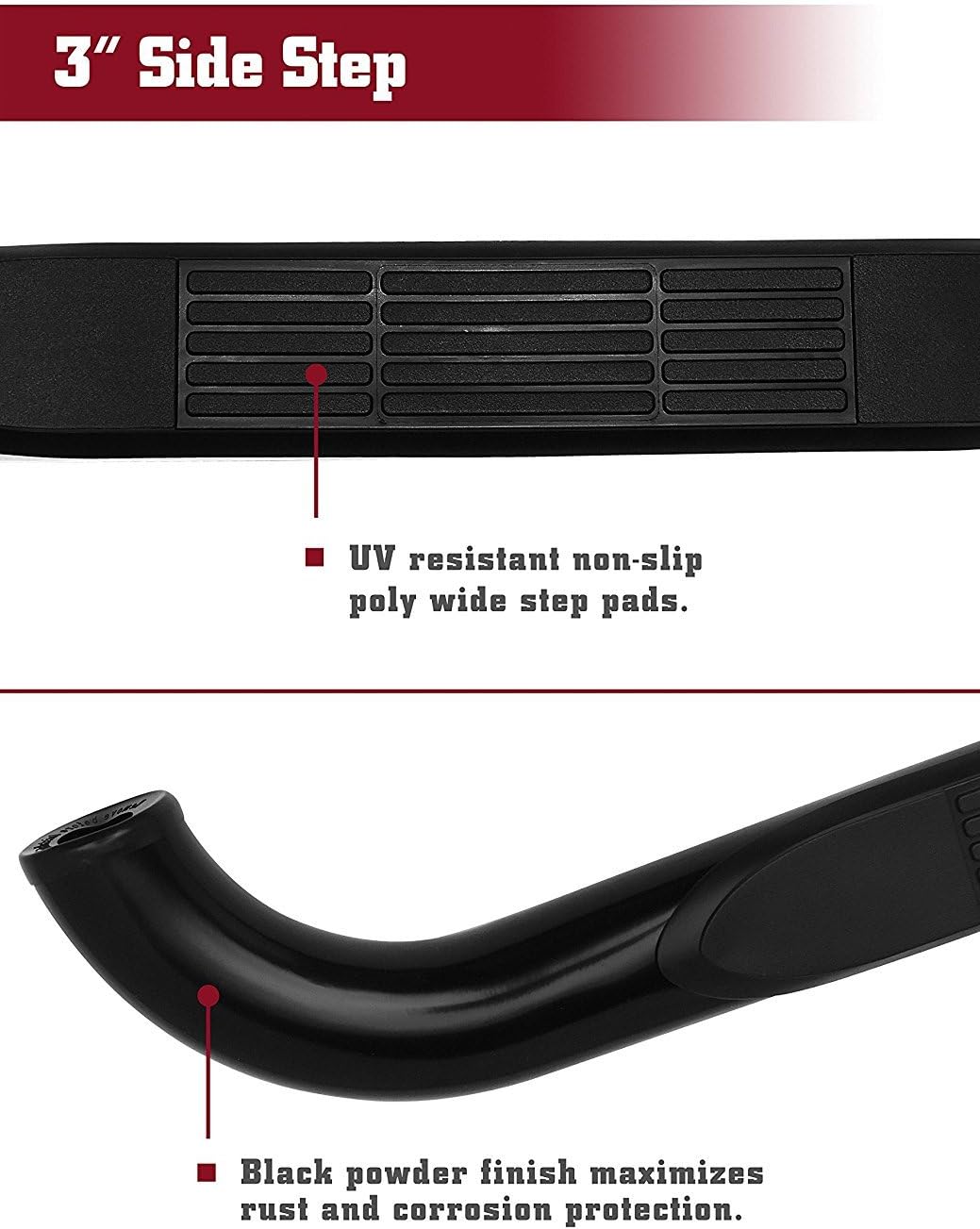 Black Side Steps Nerf Bars Running Boards (2 Pieces) K71474