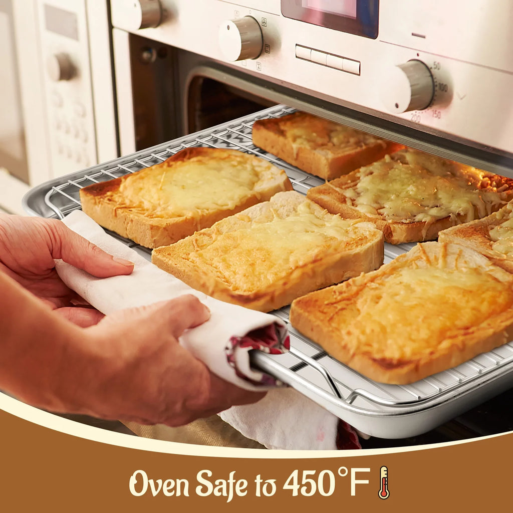 Set of 4 Stainless Steel Baking Sheet and Rack H953618