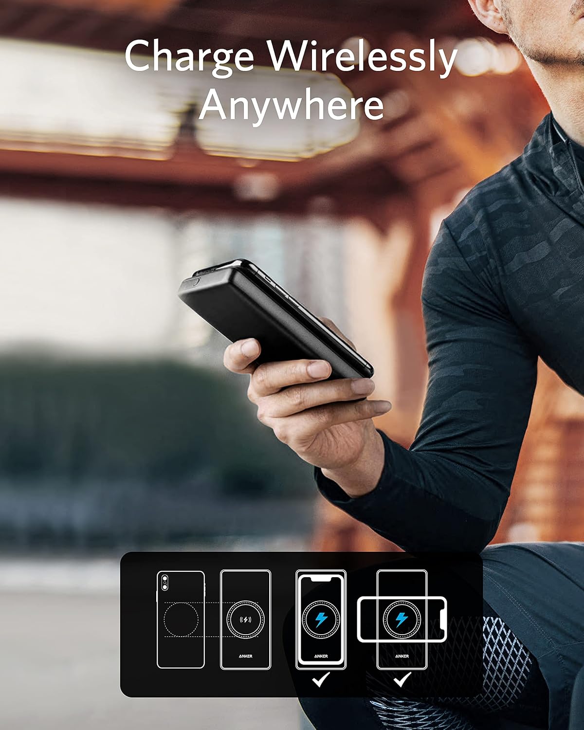 10,000 mAh Wireless Portable Charger with Qi-Certified 10W Wireless Charging and 18W USB-C Quick Charge E45948