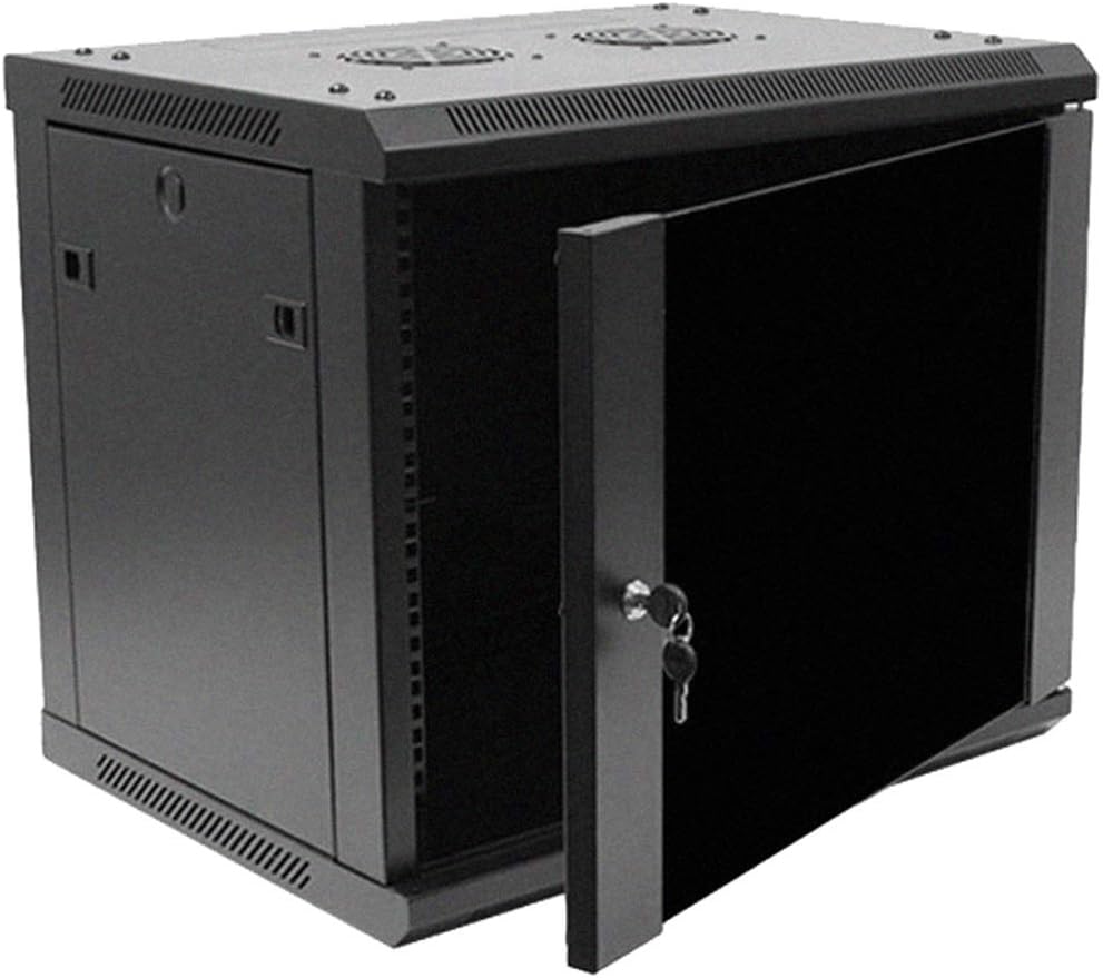 9U 19-Inch Server Network Rack with Locking Glass Door Black V808716