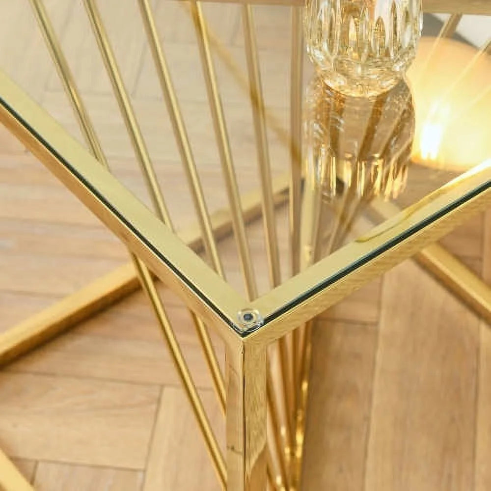 20 Inch Glass End Table with Metal Frame E12566