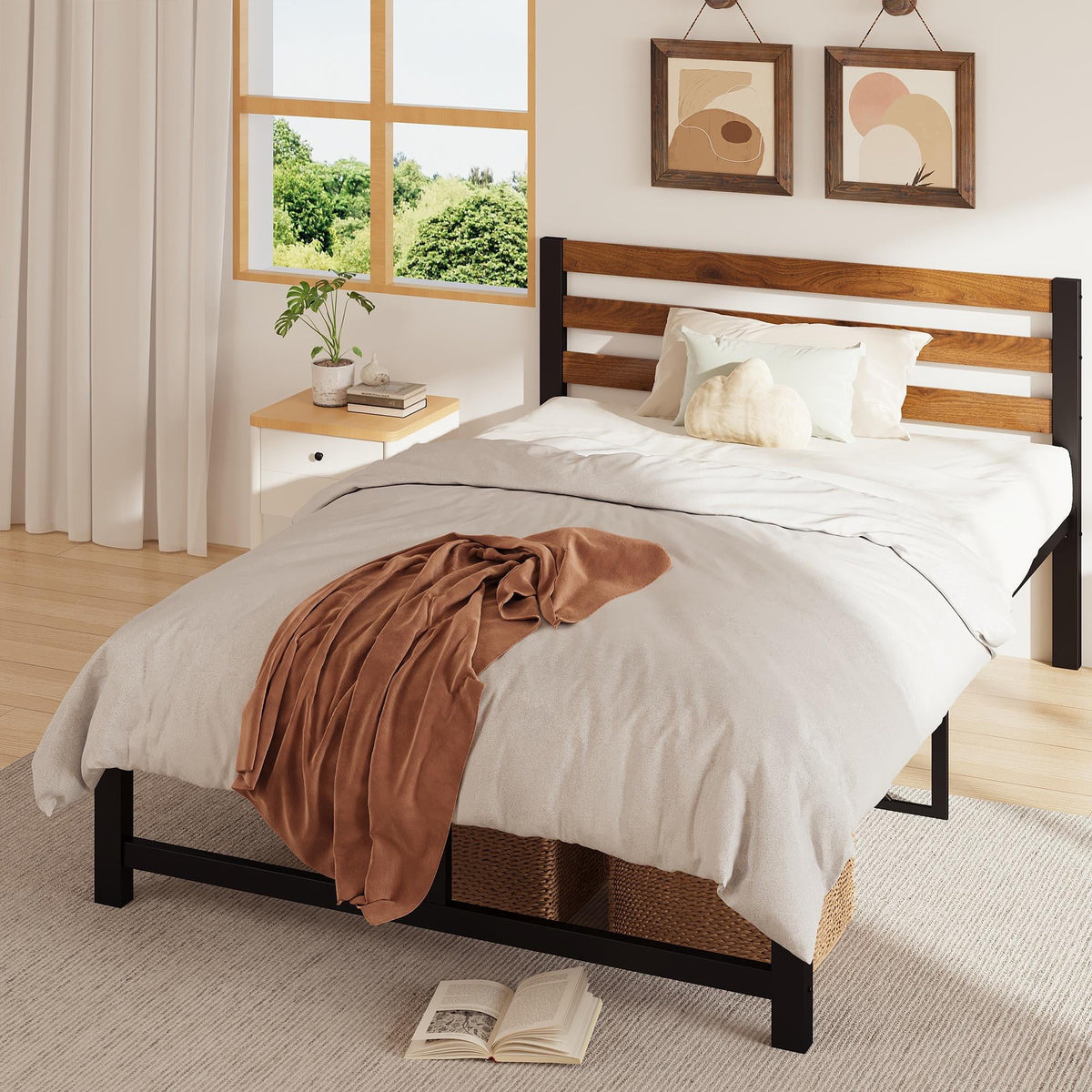 Queen Platform Bed Frame with Headboard H185