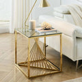 20 Inch Glass End Table with Metal Frame E12566