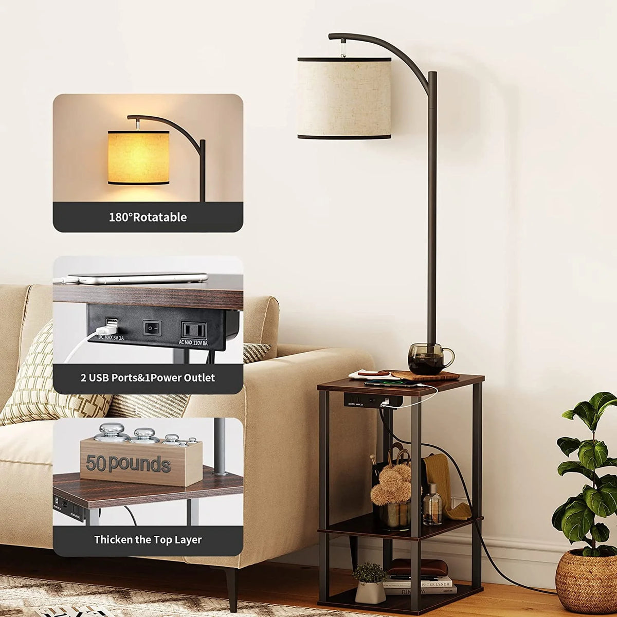 Floor Lamp with Table and USB Port R36305